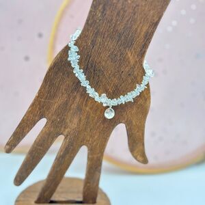 Bracelet 7.5" Clear Quartz Crystal Chip Bracelet with Sterling Silver BE Charm